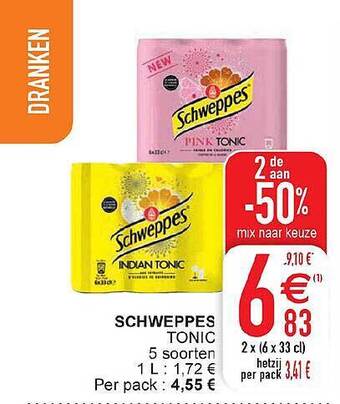 Cora Schweppes tonic aanbieding