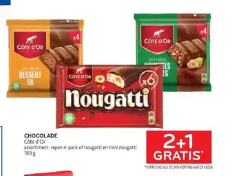 Alvo Cote d'Or Chocolade Assortiment repen 4-pack of nougatti en mini nougatti 180 g aanbieding