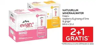 Alvo Evian+ Natuurlijk Mineraalwater Rasberry & Ginseng of Lime & Ginger blik 6 x 33 cl aanbieding