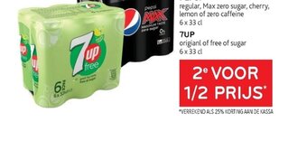 7up Original of free of sugar 6 x 33 cl