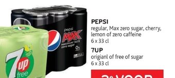Alvo Pepsi Regular, Max Zero Sugar, Cherry, Lemon of Zero Caffeine 6 x 33 cl aanbieding