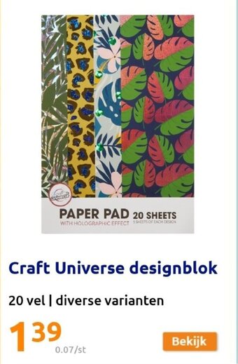 Action Craft universe designblok aanbieding