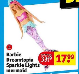 Kruidvat Barbie dreamtopia sparkle lights mermaid aanbieding