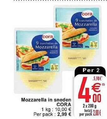 Cora Mozzarella in sneden aanbieding