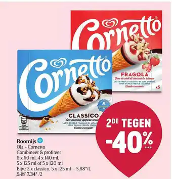 Delhaize Roomijs ola cornetto aanbieding