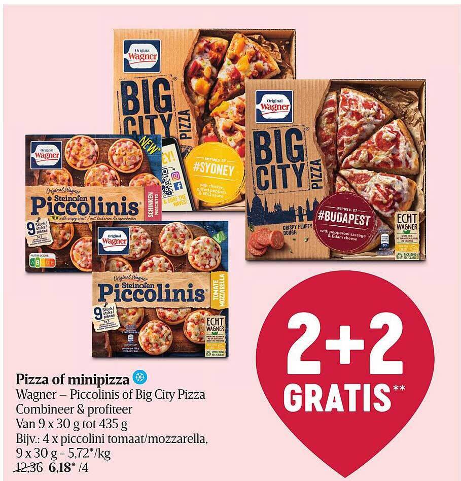 Pizza of minipizza wagner piccolinis of big city pizza promotie bij