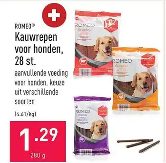 ALDI Romeo kauwrepen voor honden, 28 st aanbieding