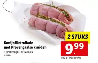 Lidl Konijnfiletrollade met provençaalse kruiden aanbieding