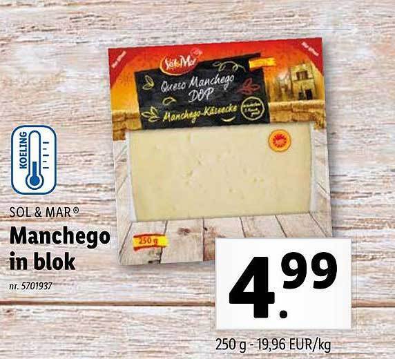 Manchego in blok promotie bij Lidl