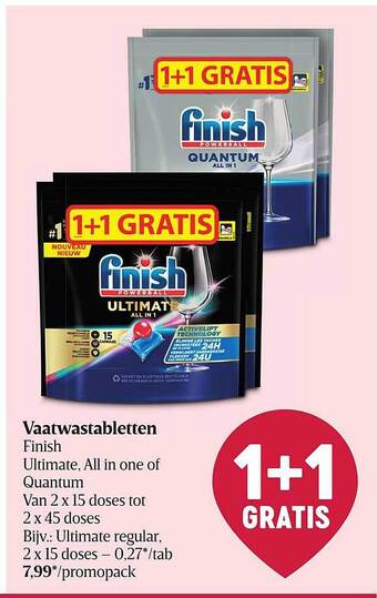 Delhaize Vaatwastabletten finish aanbieding