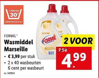 Lidl Formil wasmiddel marseille aanbieding