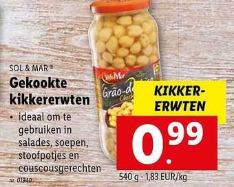 Lidl Gekookte kikkererwten aanbieding