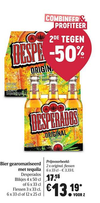 Delhaize Bier Gearomatiseerd Met Tequila Desperados aanbieding