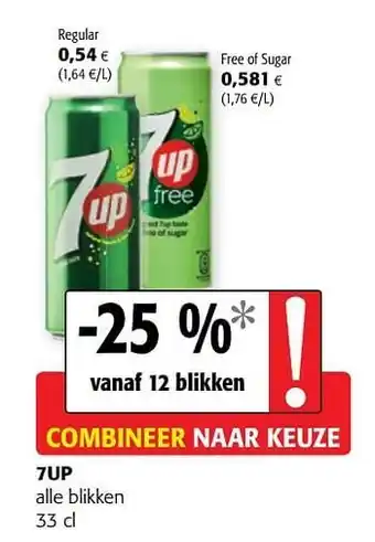 Colruyt 7up alle blikken aanbieding