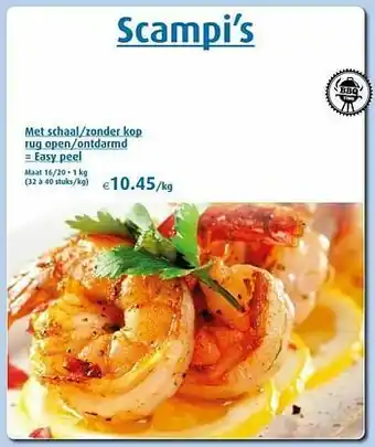 Scampi`s met schaal-zonder kop rug open-ontdarmd easy peel