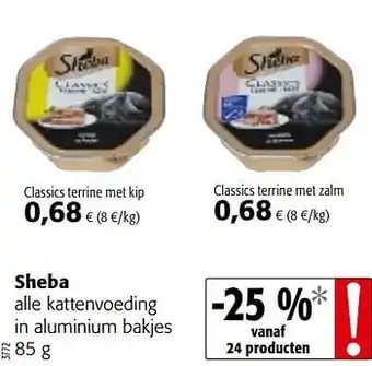 Colruyt Sheba alle kattenvoeding in aluminium bakjes 85g aanbieding