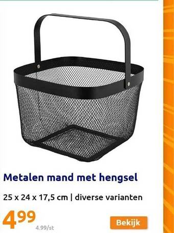 Action Metalen mand met hengsel aanbieding