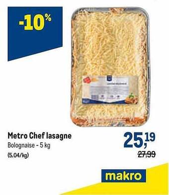 Makro Metro chef lasagne aanbieding