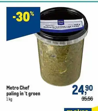 Makro Metro chef paling in 't groen aanbieding