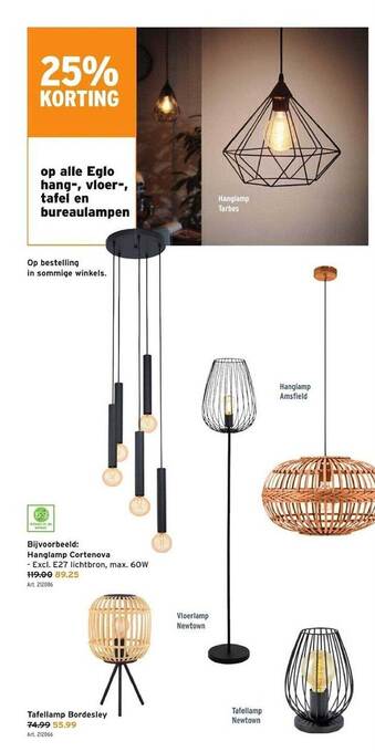 GAMMA Eglo hang, vloer, tafel en bureaulampen aanbieding