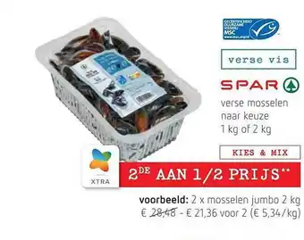 Spar Colruyt Verse mosselen aanbieding