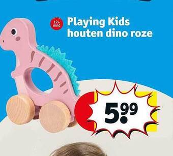 Kruidvat Playing kids houten dino roze aanbieding
