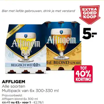 Jumbo Affligem Blond of Belgisch Wit 0.0% 6 x 330-330ml aanbieding