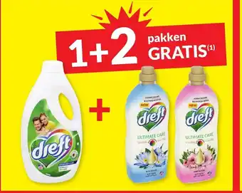 Intermarché Dreft Vloeibaar Wasmiddel 32 Doseringen + 2 Pakken Dreft Vloeibare Wasverzachter 40 Doseringen aanbieding