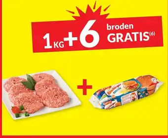 Intermarché 1kg Varkens - en Rundshamburgers + 6 Hamburgerbroodjes aanbieding
