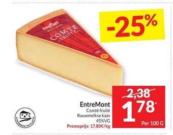 Intermarché Entremont Comte Fruite Rauwmelkse Kaas 45% VG aanbieding