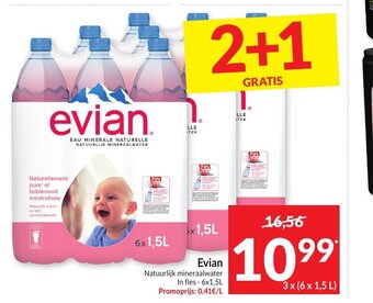 Intermarché Evian Natuurlijk Mineraalwater 3 x (6 x 1,5L) aanbieding