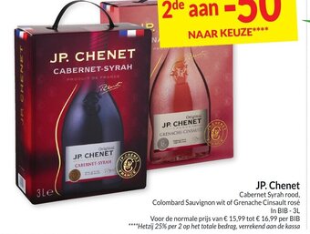 JP. Chenet Cabernet Syrah Rood, Colombard Sauvignon Wit of Grenache Cinsault Rose in Bib 3L