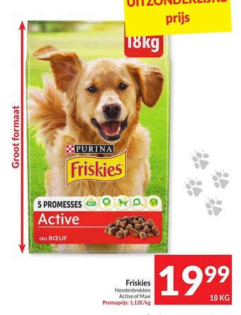 Intermarché Friskies Hondenbrokken Active of Maxi 18kg aanbieding