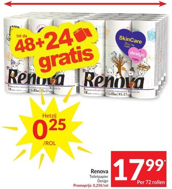 Intermarché Renova Toiletpapier Design 72 Rollen aanbieding