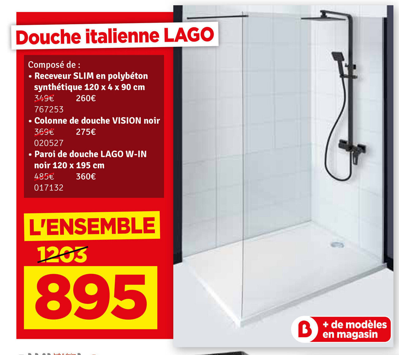 Douche Italienne Lago promotie bij Mr Bricolage