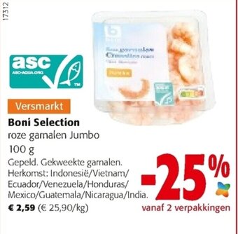 Colruyt Boni Selection roze garnalen Jumbo 100g aanbieding
