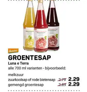 Ekoplaza Groentesap luna e terra aanbieding