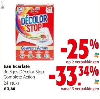 Colruyt Eau Ecarlate doekjes Decolor Stop Complete Action aanbieding