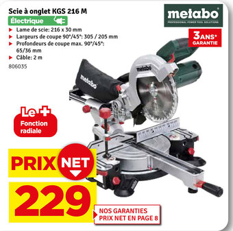Mr Bricolage Metabo Scie À Onglet KGS 216 M aanbieding