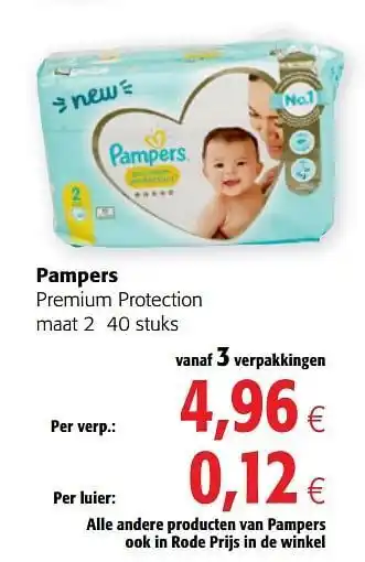 Colruyt Pampers premium protection maat 2 40 stuks aanbieding