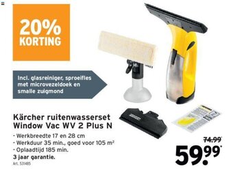GAMMA Karcher ruitenwasserset window vac wv 2 plus n aanbieding