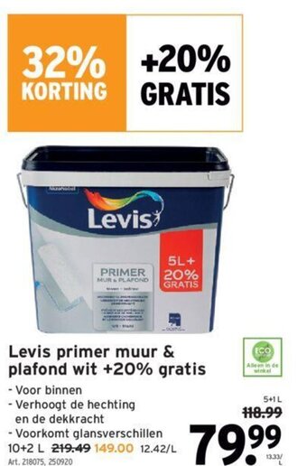 GAMMA Levis primer muur & plafond wit +20% gratis aanbieding