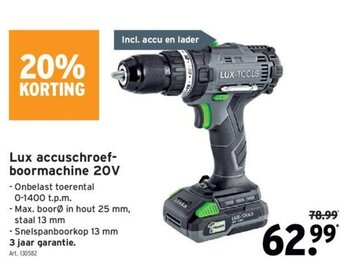 GAMMA Lux Accuschroef-boormachine 20V aanbieding