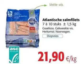 Atlantische zalmfilets 7 a 10 stuks 1,5 kg