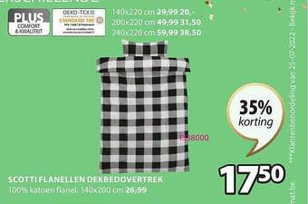 Jysk Scotti flanellen dekbedovertrek aanbieding