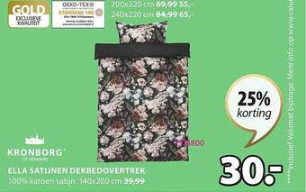 Jysk Ella satijnen dekbedovertrek aanbieding