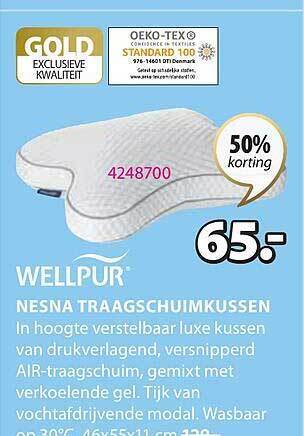 Jysk Nesna traagschuimkussen aanbieding