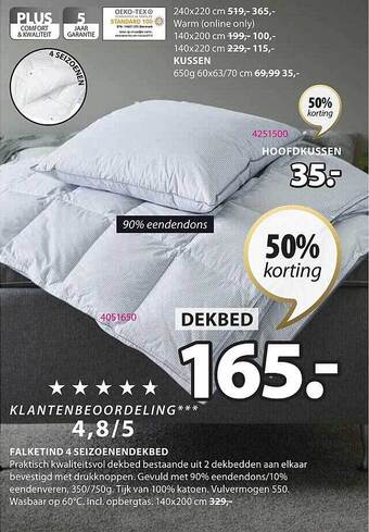 Jysk Falketind 4 seizoenendekbed aanbieding