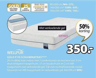 Jysk Gold f110 schuimmatras aanbieding