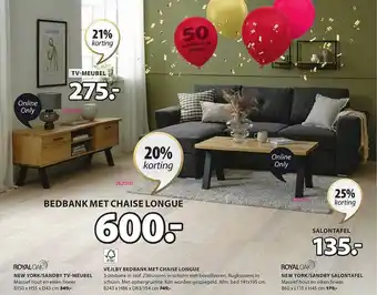 Jysk Bedbank met chaise longue, salontafel, tvmeubel aanbieding